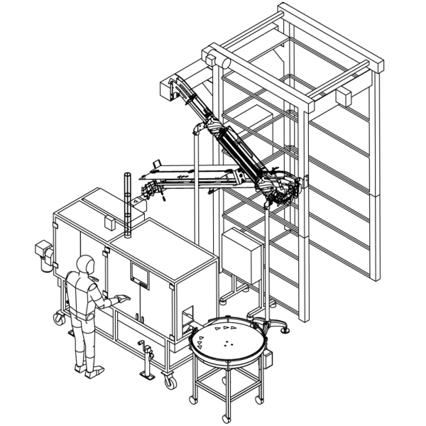 ACS Mobile 40-50 can-per-minute Automated Canning System with Automated Depalletizer, Switchback Quick Change Rinser configuration, Domino Date Coder with Encoder Wheel, and Rotary Collection Table Layout